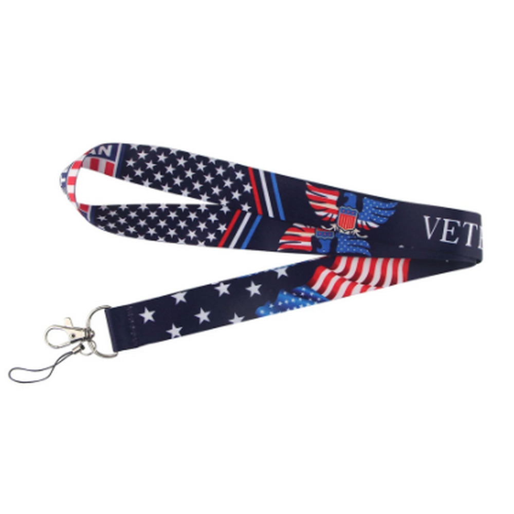 USA VETERAN ID Badge Holder Office Lanyard Unisex Neck Strap Key Chain school